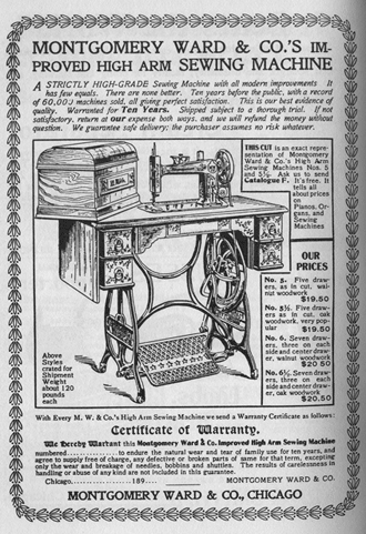 1898 Montgomery Ward Furniture advertisement1898 Montgomery Ward sewing Machine advertisement