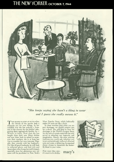 1944 New Yorker Ad for Macy's