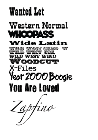 Page 6 of Fonts: Wanted Let to Zapfino