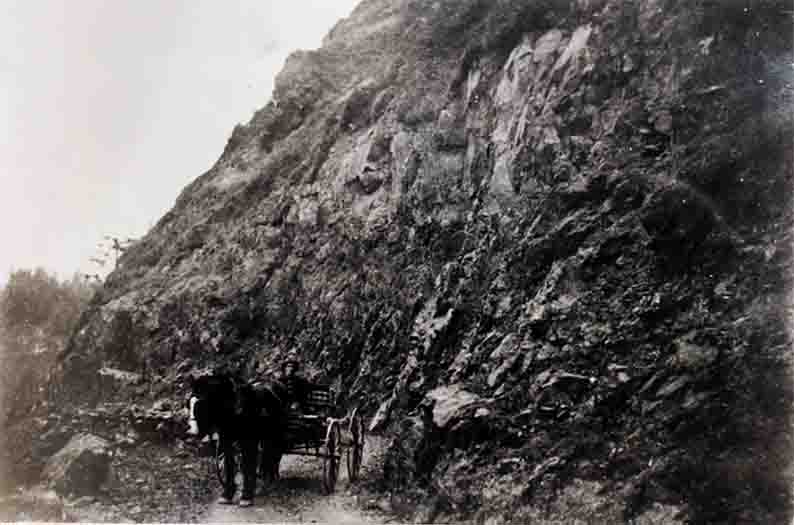 Road around Cape Perpetua blasted out by the Forest Service in 1914.