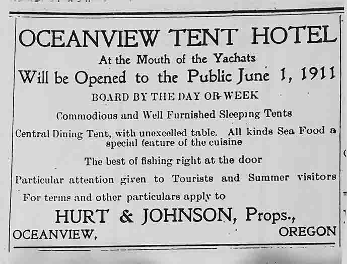 1911 Yachats Ocean View Tent Camping Ad