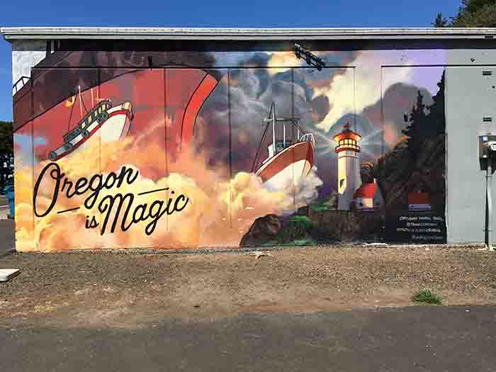Oregon Trail Mural in Yachats, Oregon