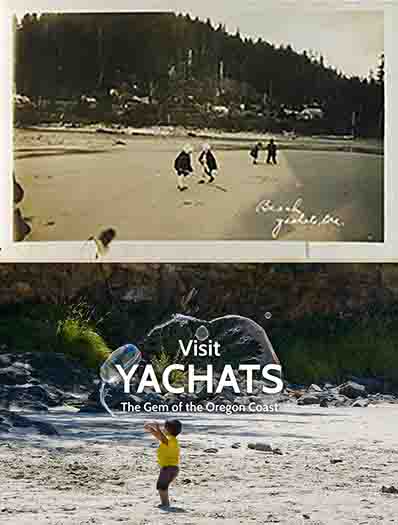 Kids playing on the Yachats River then and now